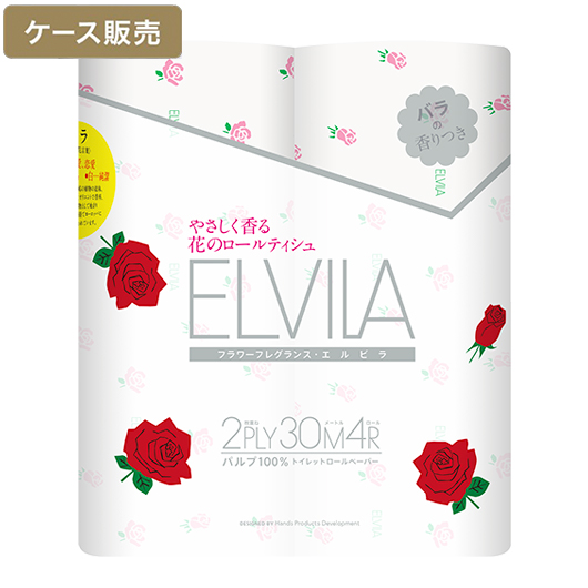 【ケース販売】四国特紙　エルビラ 4ロール　バラ　×12パック