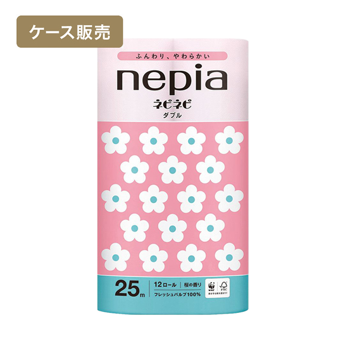 【ケース販売】ネピア　ネピネピトイレットロール12ロールダブル桜×8パック