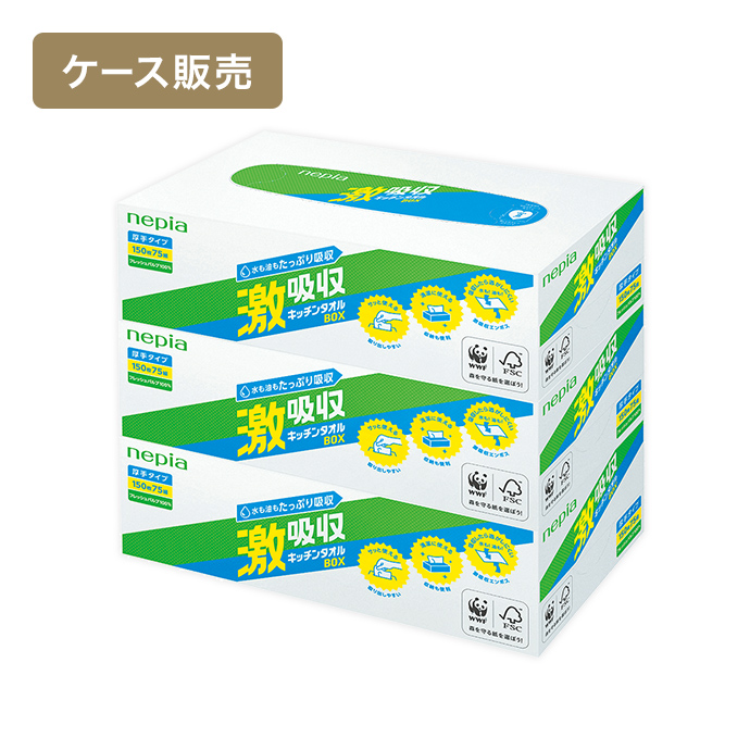 【ケース販売】ネピア 激吸収キッチンタオル ボックス 3コパック ×12パック