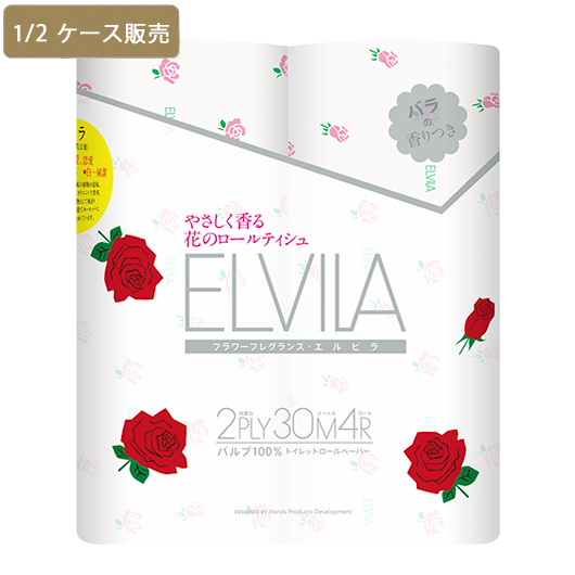  【ケース販売】四国特紙　エルビラ 4ロール　バラ　×6パック