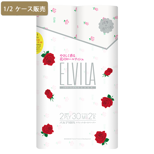 【ケース販売】四国特紙　エルビラ 12ロール　バラ　×4パック