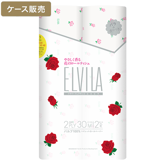 【ケース販売】四国特紙　エルビラ 12ロール　バラ　×8パック